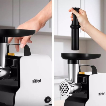 KitFort KT-2117, 300 W meat grinder, 1.2 kg/min, 3 nozzles, reverse, white and black-5