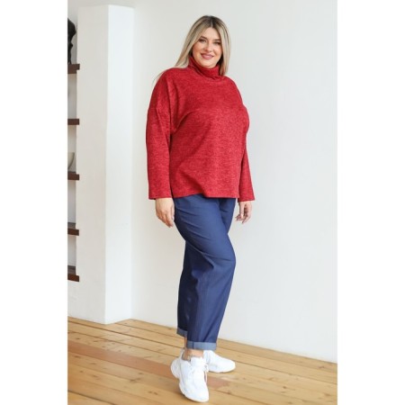 Women's turtleneck, size 64, red color-2