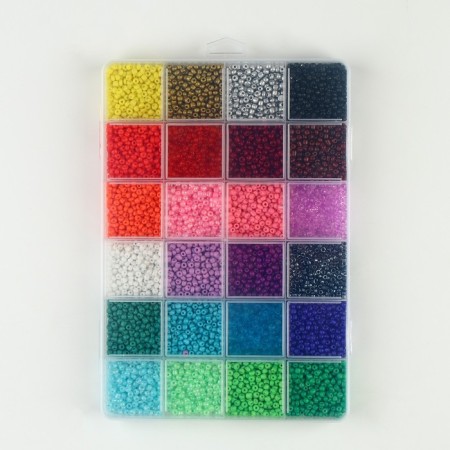 Set for creating jewelry, 24 colors, size 1 piece: 3 mm., Fishing line, scissors, accessories-3