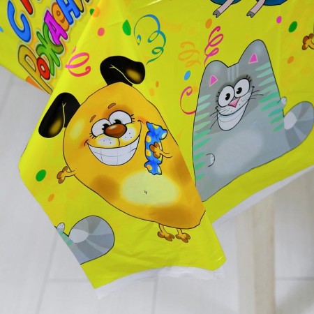 The single tablecloth “Happy Birthday”, animals, 180x137 cm-1
