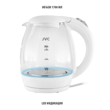 Electric kettle JVC JK-KE1514, glass, 2200 watts, 1.7 l, white-4