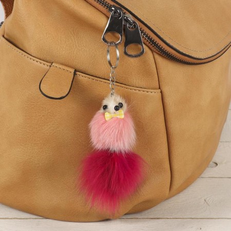Fluffy on the ring "Cute" 4.5 x 4.5 x 12.5 cm, Mix color