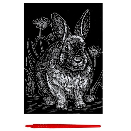 Engraving "rabbit" with a metallic effect "silver", A5-2