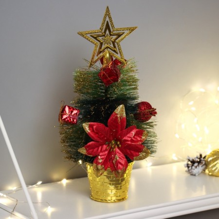 Christmas tree decor "Star, in a pot" Flower gifts, 27 cm