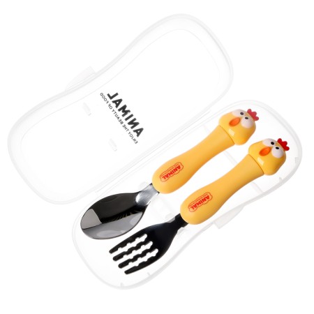 A set of children's cutlery in the case "Chicken", fork, spoon-8