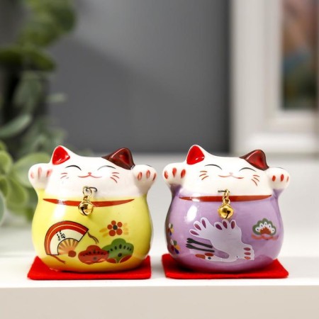 Souvenir Ceramics "Cat Mani-Nekko Bright with the bell" MIX 5x5.2x4.6 cm-6