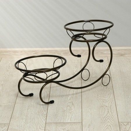 Flowers stand, floor, 2 pots, d = 14 cm, bronze, "bouquet"
