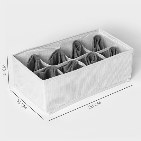 Organizer for storing linen LadOM, 8 cells, 28 × 16 × 10 cm, white color-2