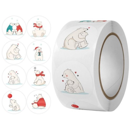 Stick Paper "White bears" d = 2.5 cm 500 pcs in a roll 3x6.5x6.5 cm