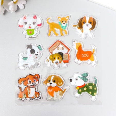 Stick silicone with sparkles on the glass "dog" 18.5x17 cm
