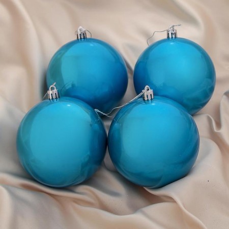 Set of balls plastic D-10 cm, 4 pcs "gloss" turquoise