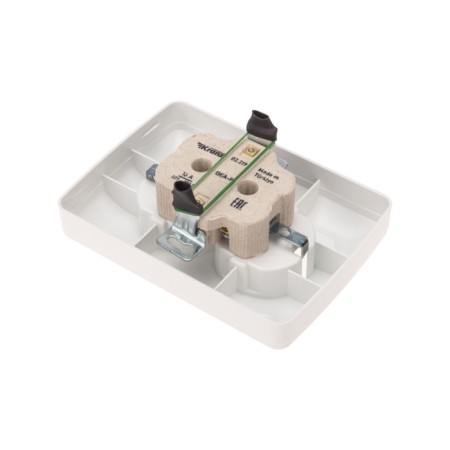 Double socket Kranz ceramics, with grounding, hidden installation, 16a, white KR-78-0220-2