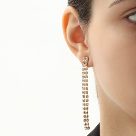 Set 2 objects: earrings, necklace “ice” is small, white color in gold, 30 cm-2