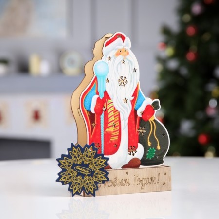 LED figure "Santa Claus" 14 × 20 × 2.5 cm, wood, batteries LR1130x3, glow warm white-4