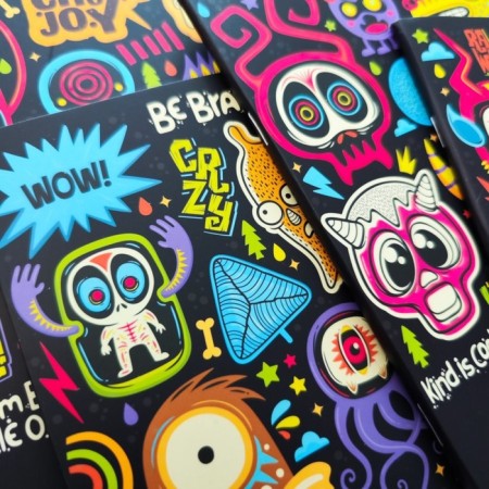 Notebook A5 (165 x 203 mm), 48 sheets in a cage on a clip of Crazy Monsters, covered cardboard, matte lamination, block 60 g/m2, mix-2