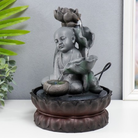 The desktop fountain from the network, the backlight "Little Buddha with the lotus" gray 29x20x20 cm-2