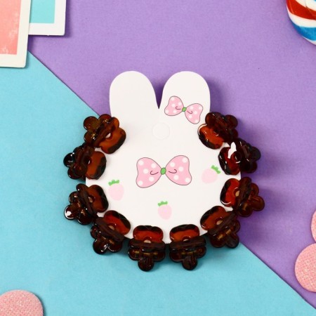 Hair crab "Sonya" (set 10 pcs) chamomile, 1.5 cm, brown