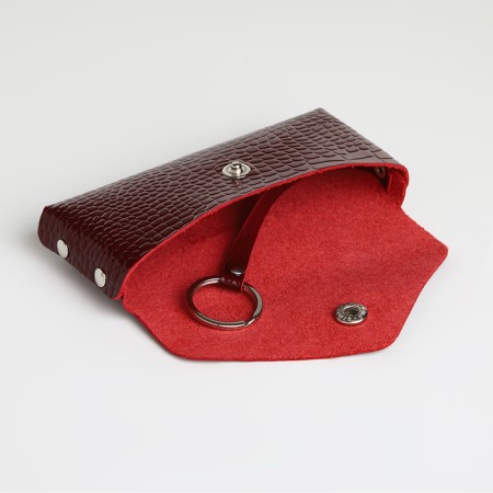 Pocket Key on the button, Textura, length 15 cm, ring, burgundy color-4