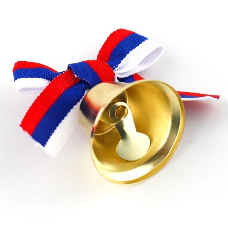 A bell on a pin with a bow for graduation, tricolor, d = 3.6 cm-2
