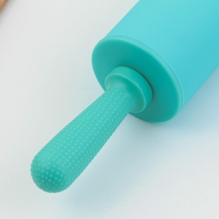 The rolling pin is "tastier at home", 31 x 4.2 cm, silicone, plastic, turquoise color-3