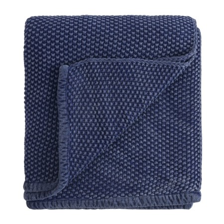 Blave made of washed cotton dark blue in color Essential, size 130x180 cm-4