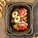 Zhostovsky tray "roses", black, with copyright painting, 24x20 cm