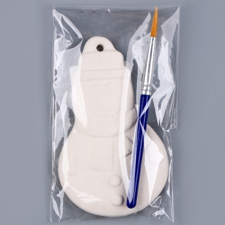 Christmas tree decoration for coloring "Snowman" with a suspension, brush-6