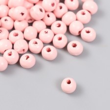 Бусины для творчества дерево "Розовый престиж" d-0,8 см, набор 20 гр