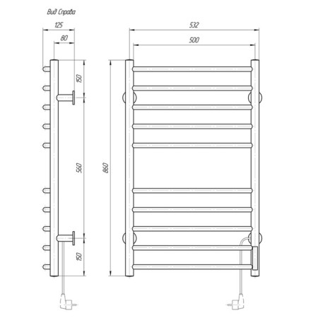 Electric towel Domoterm Tbox 109-10, 500x860 mm, right, chrome-3