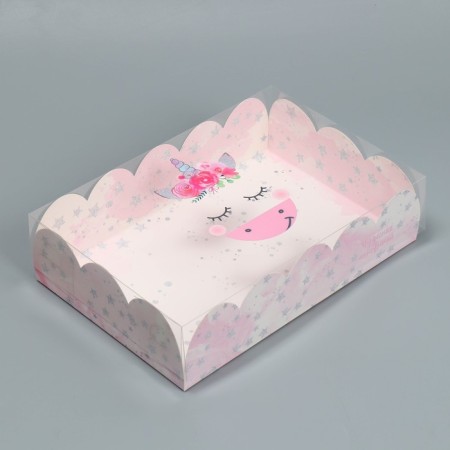 Cookie box, confectionery packaging with PVC lid, “wonderful moments”, 20 x 30 x 8 cm-1