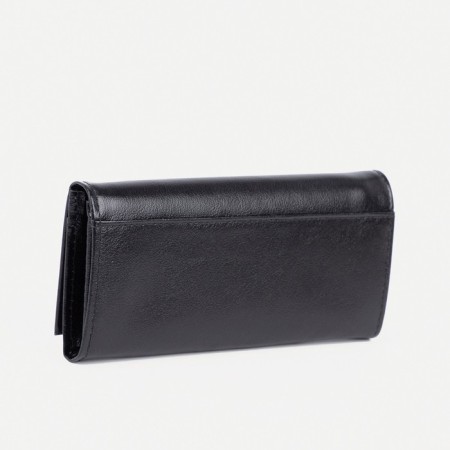 Women's wallet on the button, black color-1