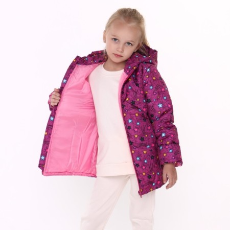 Jacket for girls, raspberry color/stars, height 116-122 cm-4