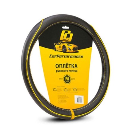 Carperformance rolling steering, eco-leather, color insert CP-2030, black/yellow, size (m)