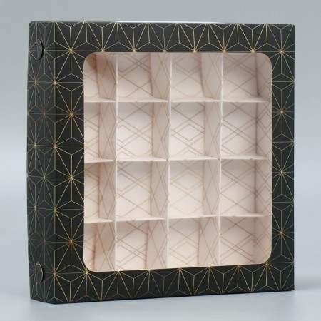Box for sweets, confectionery packaging, 16 cells “Congratulations with all my heart”, 18.9 x 18.9 x 3.8 cm-1
