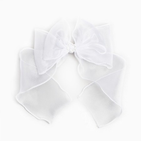 Outlet. Hair bow on elastic band, white, 6x25 cm, kitty Marie-6