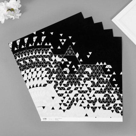 Scrapbooking paper "Triangles in details" density 180 grams set 5 pcs 30.5x32 cm-1