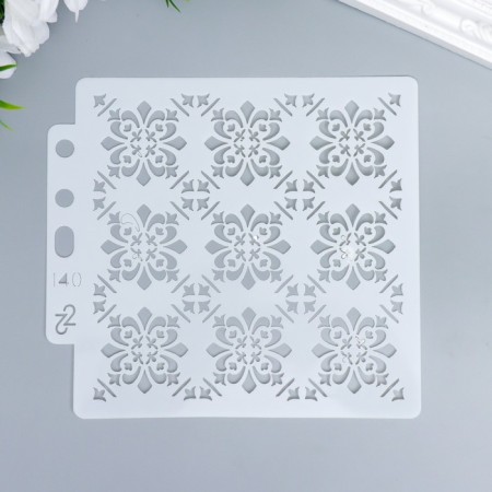 Plastic stencil "Damasian pattern" 13x14 cm
