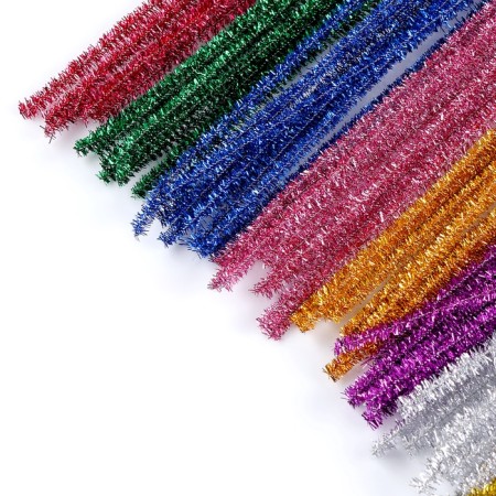 Wire with pile for crafts and decoration, set of 100 pcs., Mix color with brilliance-3