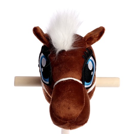 Soft toy "horse-horseman", on a stick, mix, brown color-13