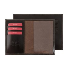 Cover for passport, card for maps, brown color