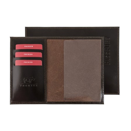 Cover for passport, card for maps, brown color