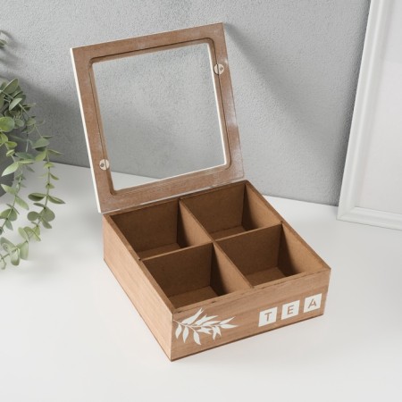 Casket tree with divisions "Tea tree branch" 18x18x7 cm-1