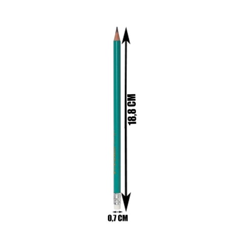 Black pencil with an eraser, hardness of HB, three -sided, plastic, green body-3