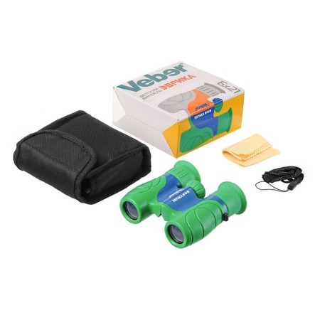 Children's binoculars VEBER "Eureka", 6 × 21, G / B, green / blue color-5