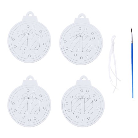 Christmas tree decoration for painting "Gift" 4 pcs., Brush-1
