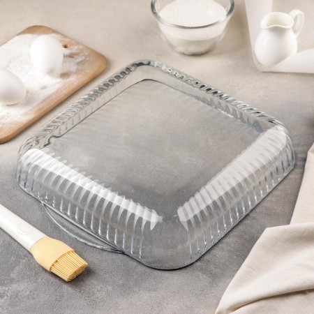 A set of square forms of heat -resistant baking glass Borcam, 2 items: 2 l, 3.5 liters-2