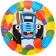 Paper plate "Happy Birthday!", 23 cm, blue tractor