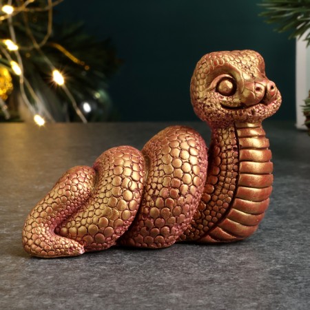 Figure "Snake Spiral" burgundy with gilding, 4x7x4cm