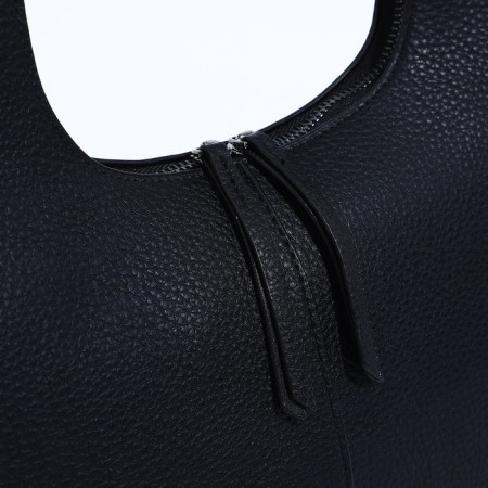 Soper bag with zipper, black color-3