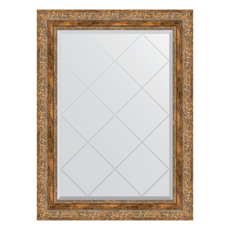 Mirror with engraving in the baguette frame, vignette antique bronze 85 mm, 65x87 cm